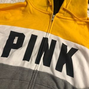 PINK Sherpa hood zip sweatshirt